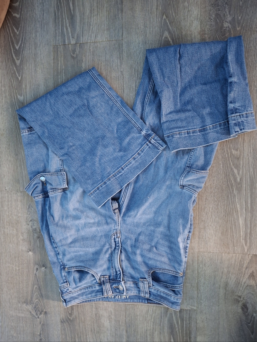 American eagle super high rise Baggy wide leg jeans size 6 cargo denim pants - Picture 6 of 8